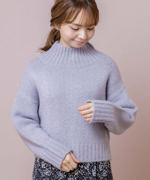flower（フラワー）の「ジェムタートルニット（ニット/セーター・レディース・ブルー/アイボリー・FREE）」の6枚目の写真