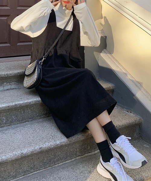 MAISON DE THERESE（メゾン ド テレーズ）の「リバーシブル セットアップ（ハイネックブラウス＋キャミワンピース２点）（ワンピース・レディース・ブラック/ブラウン/ブルー/グリーン/A・MEDIUM/LARGE）」の13枚目の写真