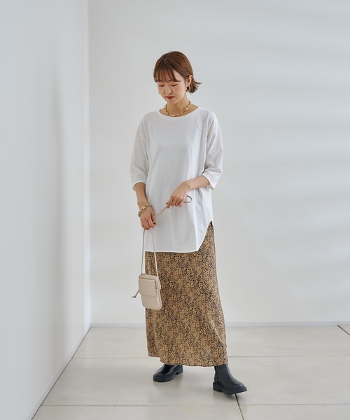 DouDou(ドゥドゥ)の「フラワープリントスカート(スカート・レディース・ブラウン/グリーン・FREE)」の15枚目の写真