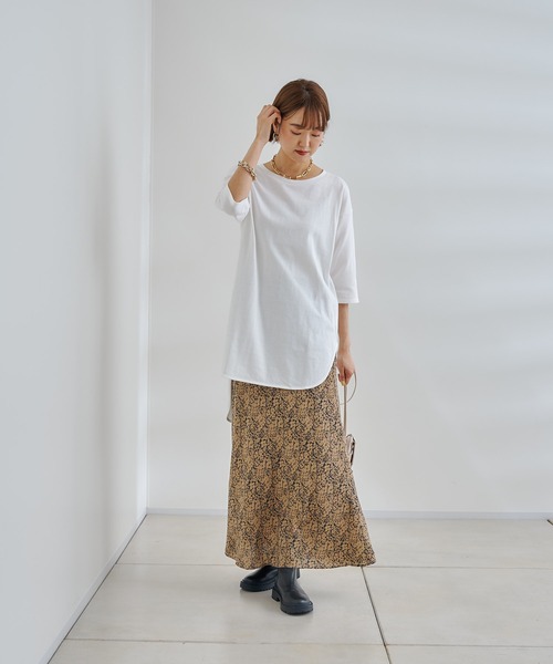 DouDou(ドゥドゥ)の「フラワープリントスカート(スカート・レディース・ブラウン/グリーン・FREE)」の5枚目の写真