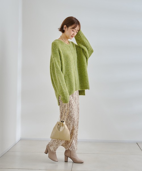 DouDou(ドゥドゥ)の「フラワープリントスカート(スカート・レディース・ブラウン/グリーン・FREE)」の3枚目の写真