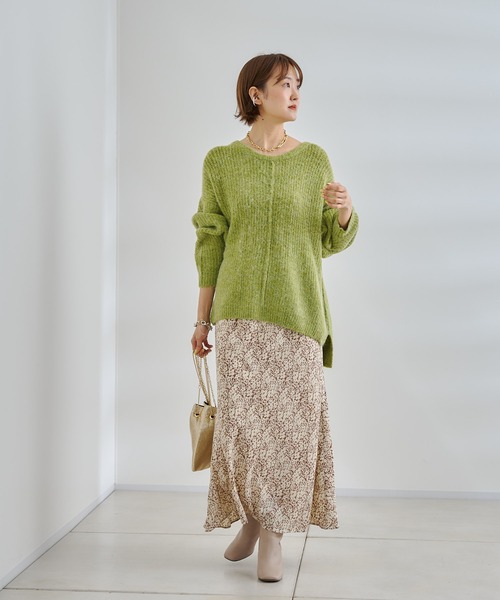 DouDou(ドゥドゥ)の「フラワープリントスカート(スカート・レディース・ブラウン/グリーン・FREE)」の10枚目の写真