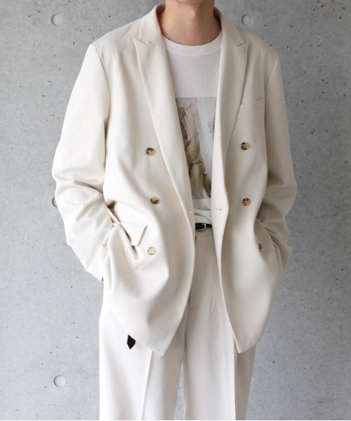 y/m by れぽすけ（イムバイレポスケ）の「ダブルテーラードジャケット（テーラードジャケット・メンズ・ブラック/オフホワイト・MEDIUM/LARGE）」の2枚目の写真