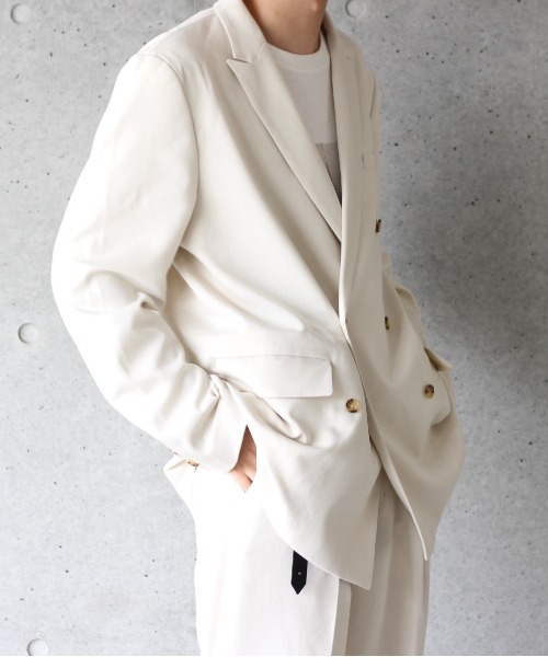 y/m by れぽすけ（イムバイレポスケ）の「ダブルテーラードジャケット（テーラードジャケット・メンズ・ブラック/オフホワイト・MEDIUM/LARGE）」の3枚目の写真