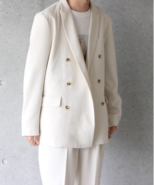 y/m by れぽすけ（イムバイレポスケ）の「ダブルテーラードジャケット（テーラードジャケット・メンズ・ブラック/オフホワイト・MEDIUM/LARGE）」の4枚目の写真