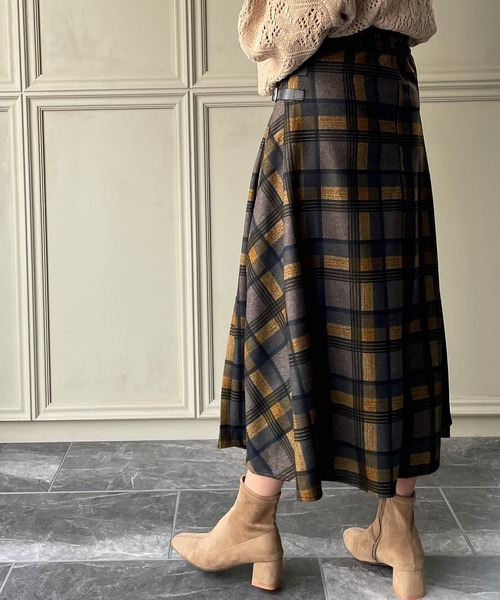 セール】ベルト付きプリーツチェックスカート（スカート）｜JUNOAH