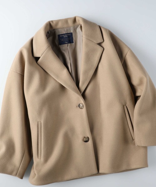 HONEYSUCKLE ROSE(ハニーサックルローズ)の「【HONEYSUCKLE ROSE】ショートチェスター(チェスターコート・レディース・ベージュ/オフホワイト・M/L)」の12枚目の写真