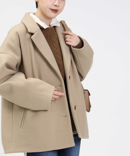 HONEYSUCKLE ROSE(ハニーサックルローズ)の「【HONEYSUCKLE ROSE】ショートチェスター(チェスターコート・レディース・ベージュ/オフホワイト・M/L)」の15枚目の写真