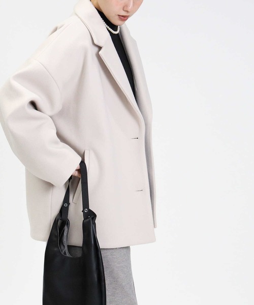 HONEYSUCKLE ROSE(ハニーサックルローズ)の「【HONEYSUCKLE ROSE】ショートチェスター(チェスターコート・レディース・ベージュ/オフホワイト・M/L)」の20枚目の写真