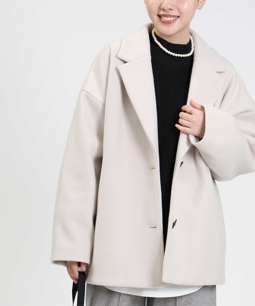 HONEYSUCKLE ROSE(ハニーサックルローズ)の「【HONEYSUCKLE ROSE】ショートチェスター(チェスターコート・レディース・ベージュ/オフホワイト・M/L)」の19枚目の写真