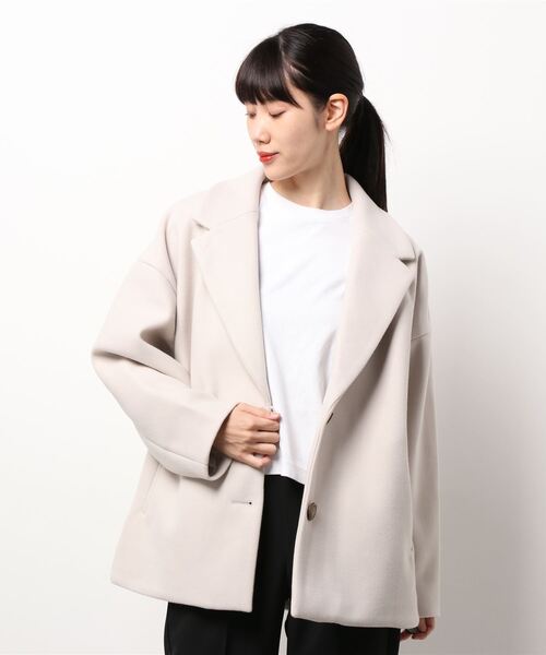 HONEYSUCKLE ROSE(ハニーサックルローズ)の「【HONEYSUCKLE ROSE】ショートチェスター(チェスターコート・レディース・ベージュ/オフホワイト・M/L)」の18枚目の写真