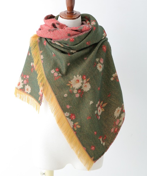 osharewalker（オシャレウォーカー）の「『フラワージャカードストール』（ストール/ショール・レディース・マスタード/グリーン/グレー・FREE）」の3枚目の写真
