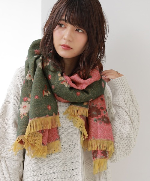 osharewalker（オシャレウォーカー）の「『フラワージャカードストール』（ストール/ショール・レディース・マスタード/グリーン/グレー・FREE）」の9枚目の写真