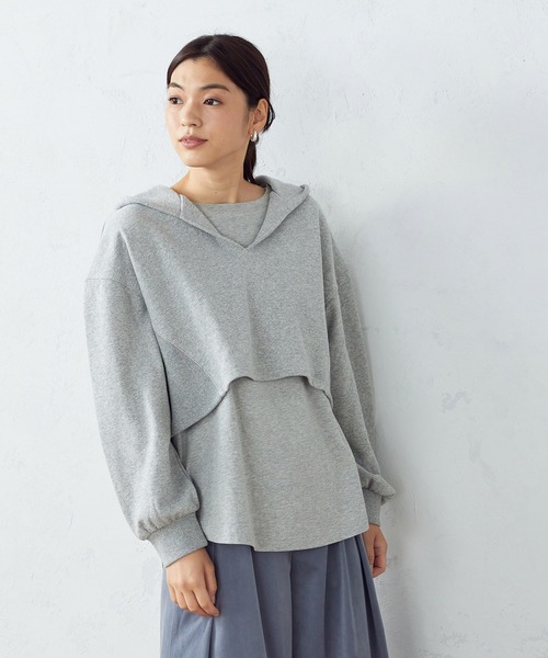 COMME CA ISM（コムサイズム）の「【WEB限定】 レイヤード風パーカ（パーカー・レディース・グレー/ブラック/カーキ・FREE）」の11枚目の写真