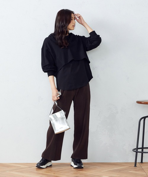 COMME CA ISM（コムサイズム）の「【WEB限定】 レイヤード風パーカ（パーカー・レディース・グレー/ブラック/カーキ・FREE）」の13枚目の写真