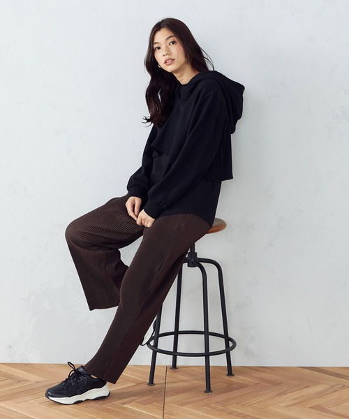 COMME CA ISM（コムサイズム）の「【WEB限定】 レイヤード風パーカ（パーカー・レディース・グレー/ブラック/カーキ・FREE）」の5枚目の写真