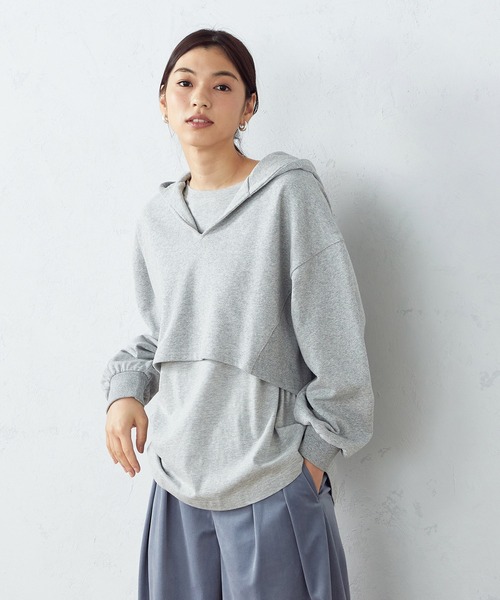 COMME CA ISM（コムサイズム）の「【WEB限定】 レイヤード風パーカ（パーカー・レディース・グレー/ブラック/カーキ・FREE）」の22枚目の写真
