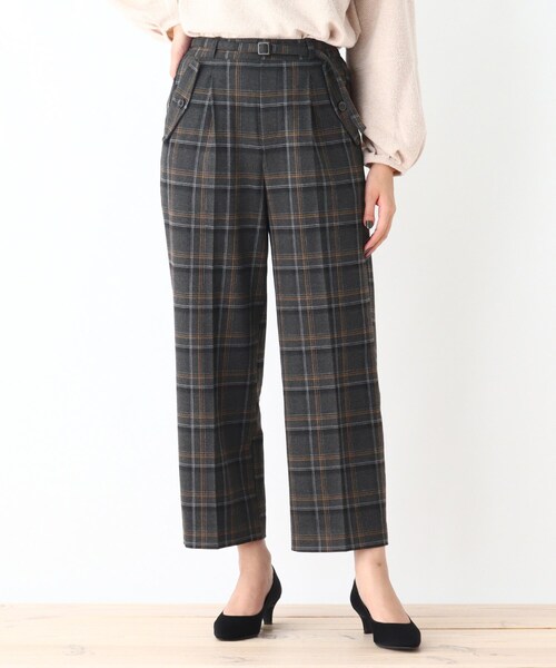 DRESKIP（ドレスキップ）の「◆ベルト付き両面起毛チェックワイドパンツ（その他パンツ・レディース・グレー系その他/ダークブラウン系1/ネイビー系1・02/03/04）」の2枚目の写真