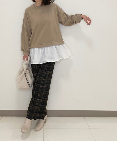 DRESKIP（ドレスキップ）の「◆ベルト付き両面起毛チェックワイドパンツ（その他パンツ・レディース・グレー系その他/ダークブラウン系1/ネイビー系1・02/03/04）」の9枚目の写真