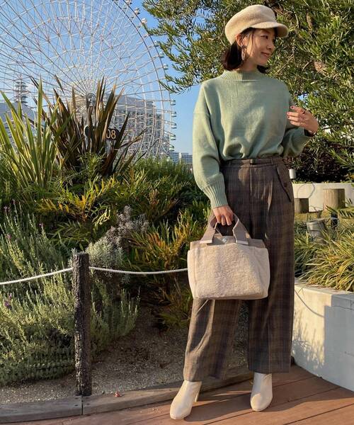 DRESKIP（ドレスキップ）の「◆ベルト付き両面起毛チェックワイドパンツ（その他パンツ・レディース・グレー系その他/ダークブラウン系1/ネイビー系1・02/03/04）」の6枚目の写真