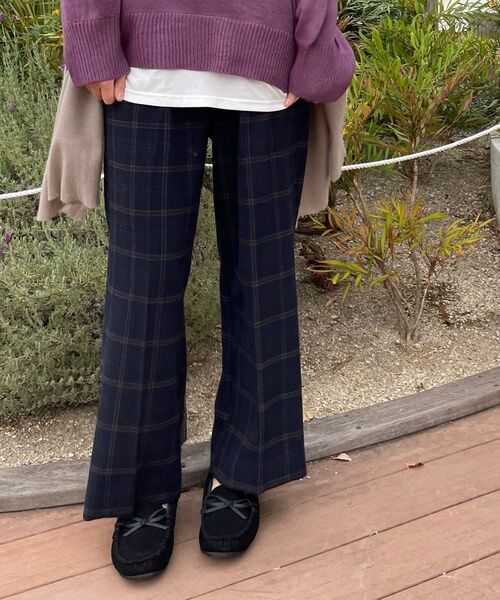 DRESKIP（ドレスキップ）の「◆ベルト付き両面起毛チェックワイドパンツ（その他パンツ・レディース・グレー系その他/ダークブラウン系1/ネイビー系1・02/03/04）」の8枚目の写真