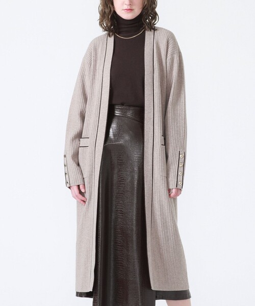 LOVELESS（ラブレス）の「ラインロングカーディガン（カーディガン/ボレロ・レディース・ベージュ系その他/ブラック・36）」の8枚目の写真