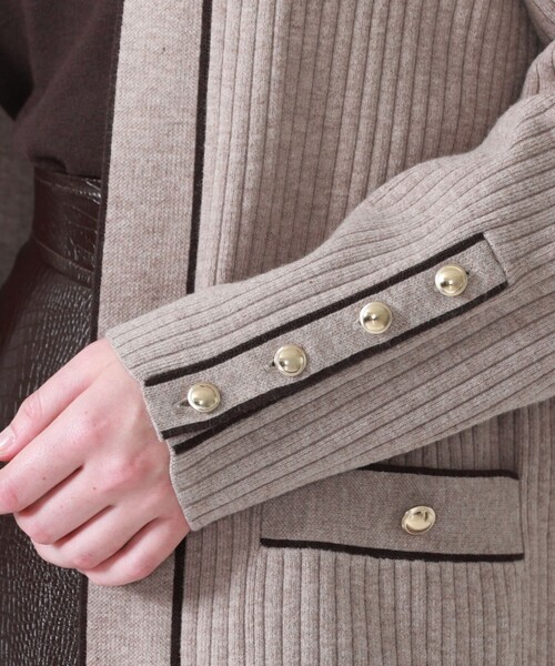 LOVELESS（ラブレス）の「ラインロングカーディガン（カーディガン/ボレロ・レディース・ベージュ系その他/ブラック・36）」の3枚目の写真