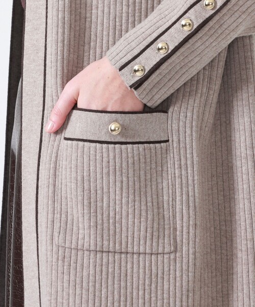 LOVELESS（ラブレス）の「ラインロングカーディガン（カーディガン/ボレロ・レディース・ベージュ系その他/ブラック・36）」の7枚目の写真