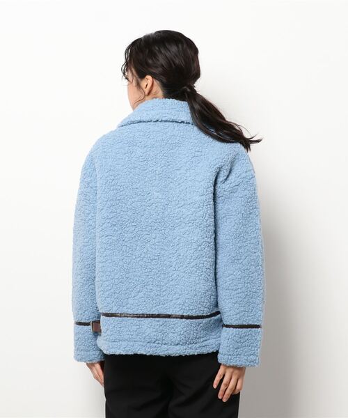 FRP（エフアールピー）の「YUGA フェイクムートン　ボア　ブルゾン　ジャケットコート（ブルゾン・レディース・モカ/ブルー/レッド/ホワイト/ブラウン/オフホワイト・M/L）」の8枚目の写真