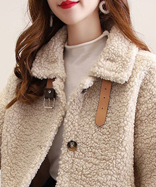 FRP（エフアールピー）の「YUGA フェイクムートン　ボア　ブルゾン　ジャケットコート（ブルゾン・レディース・モカ/ブルー/レッド/ホワイト/ブラウン/オフホワイト・M/L）」の15枚目の写真