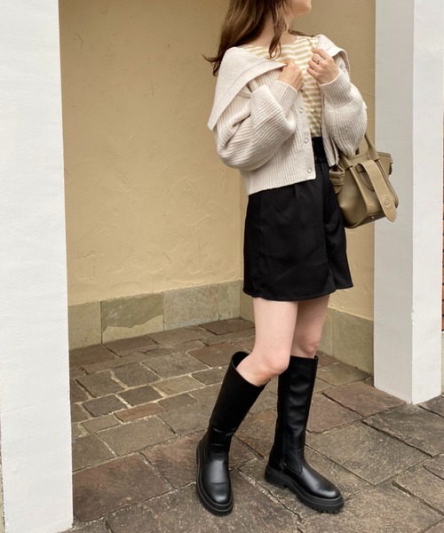 one after another NICE CLAUP（ワンアフターアナザーナイスクラップ）の「【再入荷！新色追加】トレンドのセーラーカラーニット（カーディガン/ボレロ・レディース・アイボリー/ブラック/チャコールグレー/ミント/ベージュ/ブラウン・FREE）」の16枚目の写真