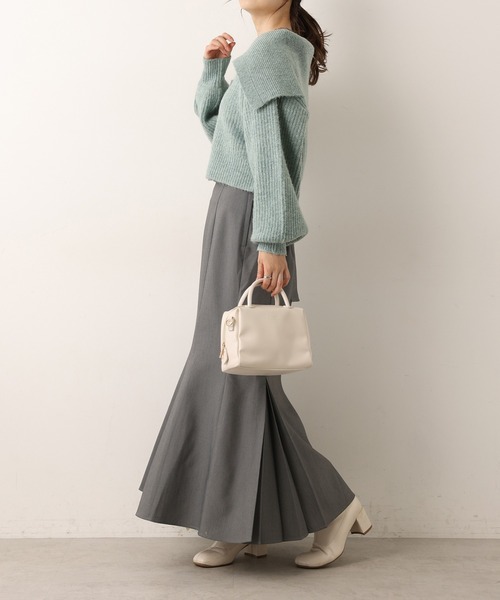 one after another NICE CLAUP（ワンアフターアナザーナイスクラップ）の「【再入荷！新色追加】トレンドのセーラーカラーニット（カーディガン/ボレロ・レディース・アイボリー/ブラック/チャコールグレー/ミント/ベージュ/ブラウン・FREE）」の7枚目の写真