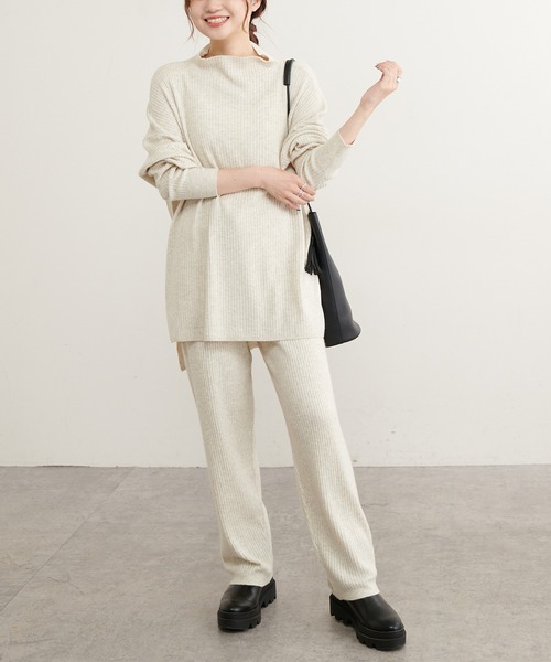 PUAL CE CIN（ピュアルセシン）の「ワイドRIBプチハイネックプルオーバー（ニット/セーター・レディース・ブラック/ベージュ/ミント/オートミール・FREE）」の9枚目の写真