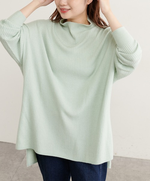 PUAL CE CIN（ピュアルセシン）の「ワイドRIBプチハイネックプルオーバー（ニット/セーター・レディース・ブラック/ベージュ/ミント/オートミール・FREE）」の17枚目の写真