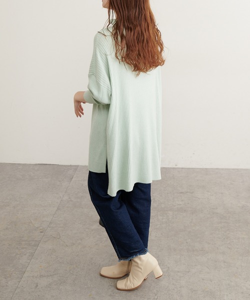 PUAL CE CIN（ピュアルセシン）の「ワイドRIBプチハイネックプルオーバー（ニット/セーター・レディース・ブラック/ベージュ/ミント/オートミール・FREE）」の19枚目の写真