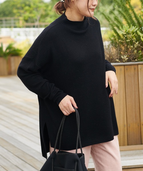 PUAL CE CIN（ピュアルセシン）の「ワイドRIBプチハイネックプルオーバー（ニット/セーター・レディース・ブラック/ベージュ/ミント/オートミール・FREE）」の20枚目の写真