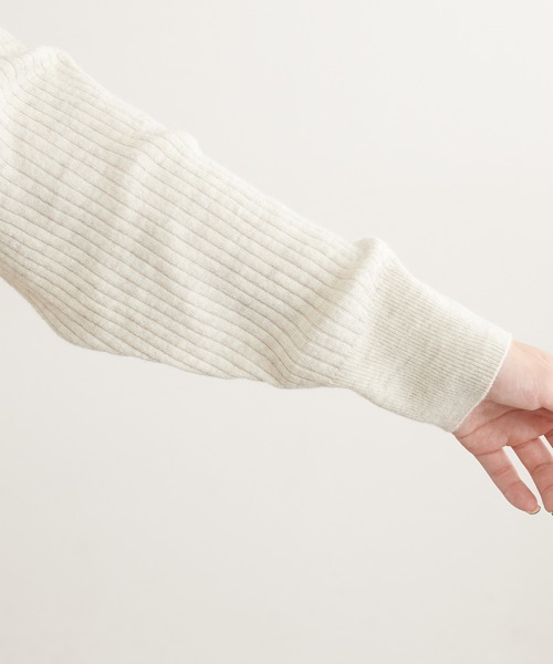 PUAL CE CIN（ピュアルセシン）の「ワイドRIBプチハイネックプルオーバー（ニット/セーター・レディース・ブラック/ベージュ/ミント/オートミール・FREE）」の6枚目の写真