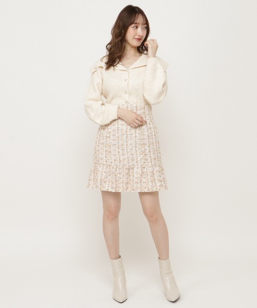 WILLSELECTION（ウィルセレクション）の「ファンシーチェックツイードフリンジミニスカート（スカート・レディース・ピンク/ブラウン/ネイビー・SMALL/MEDIUM）」の3枚目の写真