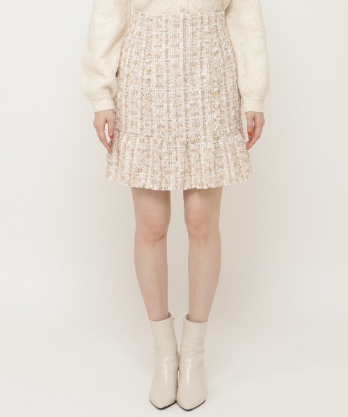 WILLSELECTION（ウィルセレクション）の「ファンシーチェックツイードフリンジミニスカート（スカート・レディース・ピンク/ブラウン/ネイビー・SMALL/MEDIUM）」の14枚目の写真
