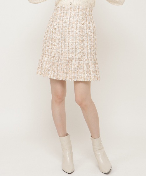 WILLSELECTION（ウィルセレクション）の「ファンシーチェックツイードフリンジミニスカート（スカート・レディース・ピンク/ブラウン/ネイビー・SMALL/MEDIUM）」の13枚目の写真