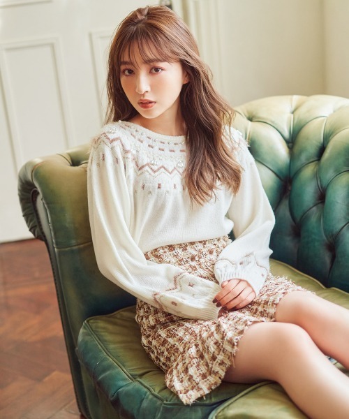 WILLSELECTION（ウィルセレクション）の「ファンシーチェックツイードフリンジミニスカート（スカート・レディース・ピンク/ブラウン/ネイビー・SMALL/MEDIUM）」の5枚目の写真