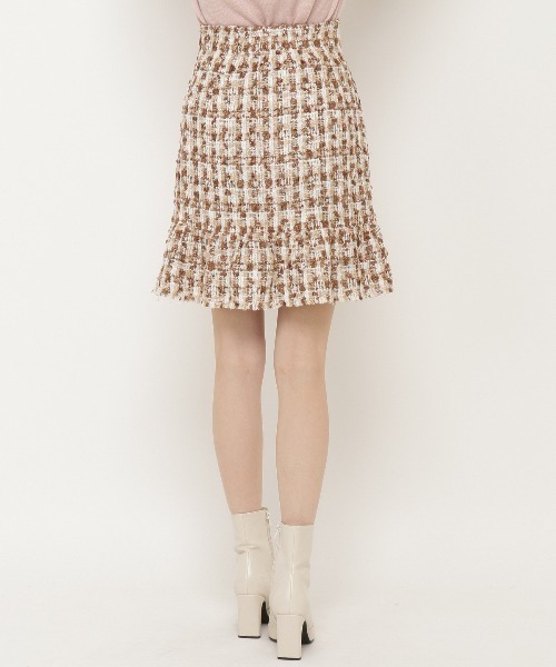 WILLSELECTION（ウィルセレクション）の「ファンシーチェックツイードフリンジミニスカート（スカート・レディース・ピンク/ブラウン/ネイビー・SMALL/MEDIUM）」の9枚目の写真