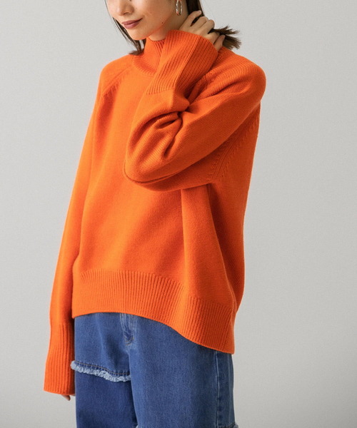 KBF（ケイビーエフ）の「アウトリンキングコクーンハイネックニット（ニット/セーター・レディース・ライトグレー/ブラウン/オレンジ・ONE）」の19枚目の写真