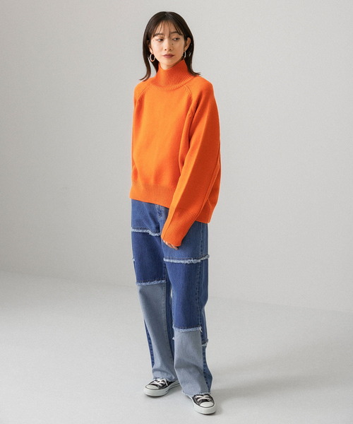 KBF（ケイビーエフ）の「アウトリンキングコクーンハイネックニット（ニット/セーター・レディース・ライトグレー/ブラウン/オレンジ・ONE）」の15枚目の写真