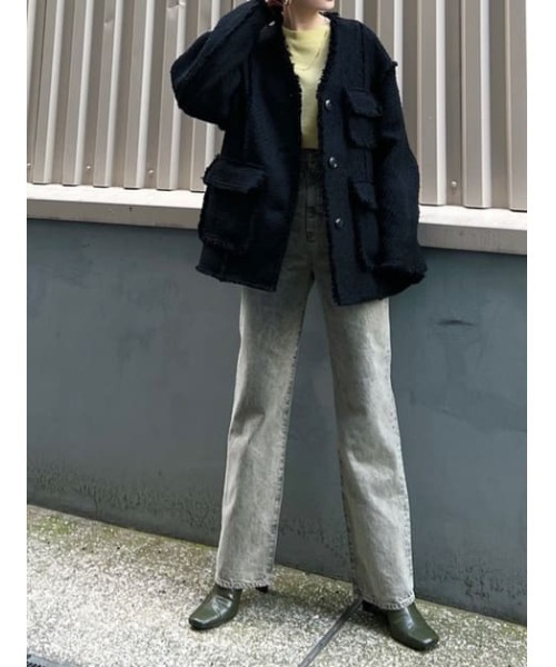 SLY(スライ)の「BLEACH DYE HW STRAIGHT PT/ブリーチハイウエストストレートデニムパンツ(デニムパンツ・レディース・オレンジ/グレー・0/1/2)」の17枚目の写真