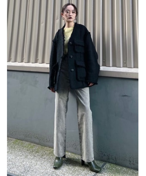 SLY(スライ)の「BLEACH DYE HW STRAIGHT PT/ブリーチハイウエストストレートデニムパンツ(デニムパンツ・レディース・オレンジ/グレー・0/1/2)」の20枚目の写真