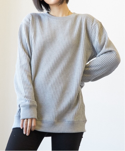INNOCENT(イノセント)の「『オーバーサイズ』ワッフルロンT(Tシャツ/カットソー・レディース・オフホワイト/カーキ/杢グレー/ベージュ/ブラック・LARGE/X-LARGE/MEDIUM)」の3枚目の写真