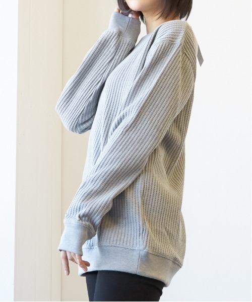 INNOCENT(イノセント)の「『オーバーサイズ』ワッフルロンT(Tシャツ/カットソー・レディース・オフホワイト/カーキ/杢グレー/ベージュ/ブラック・LARGE/X-LARGE/MEDIUM)」の6枚目の写真