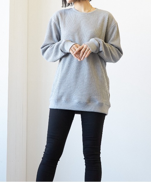 INNOCENT(イノセント)の「『オーバーサイズ』ワッフルロンT(Tシャツ/カットソー・レディース・オフホワイト/カーキ/杢グレー/ベージュ/ブラック・LARGE/X-LARGE/MEDIUM)」の8枚目の写真