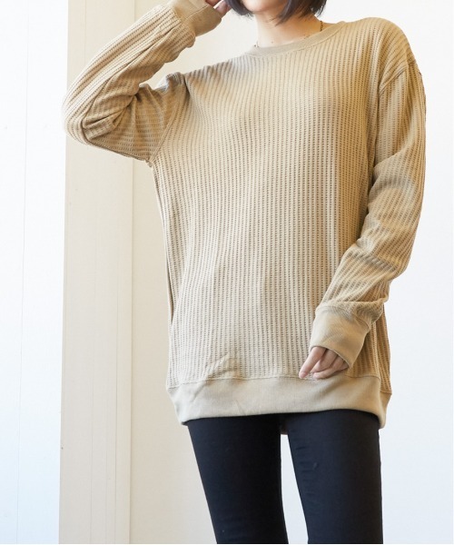 INNOCENT(イノセント)の「『オーバーサイズ』ワッフルロンT(Tシャツ/カットソー・レディース・オフホワイト/カーキ/杢グレー/ベージュ/ブラック・LARGE/X-LARGE/MEDIUM)」の22枚目の写真